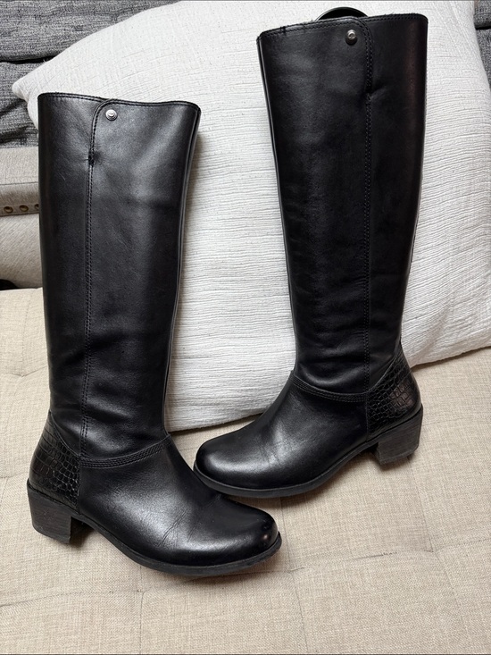 UGG Shoes - UGG Black Leather Knee-High Riding Boots